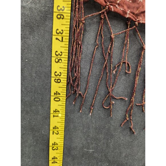 Elegant Brown Sheer Floral Scarf With Fringe Wrap Shawl Oversized 42"x82" - Picture 13 of 13